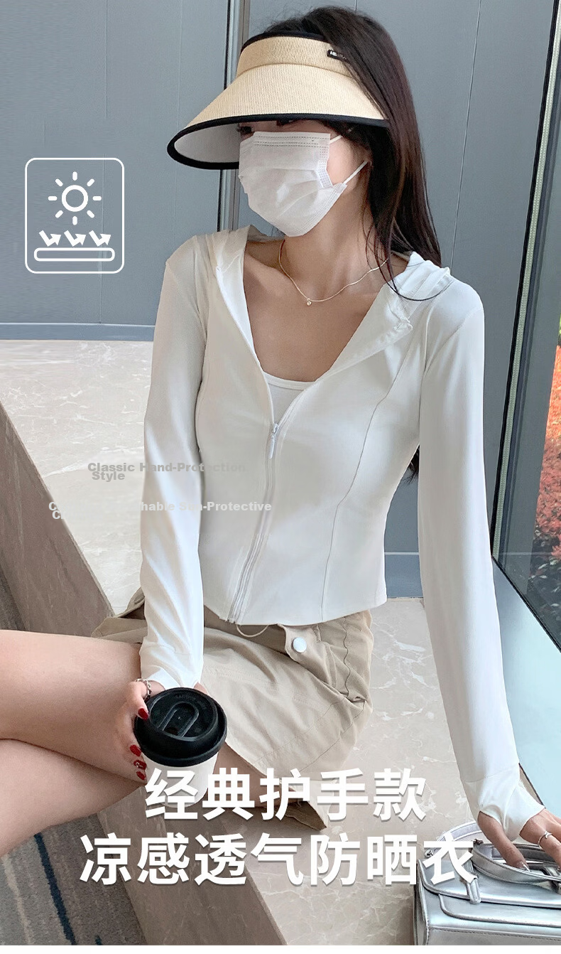 Langsha Women's Ice Silk Sunscreen Jacket Summer Thin Outdoor UV Protection Slim Fit Short Cardigan Coat 1