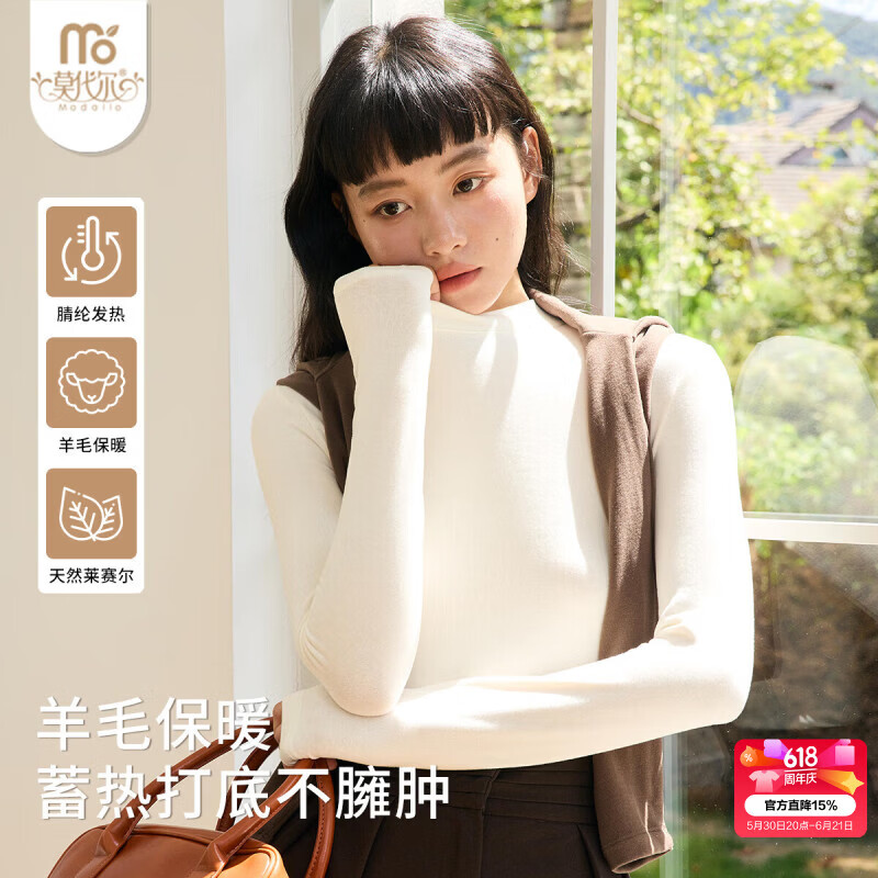 Modal Half Turtleneck Base Layer Women's Autumn Winter New Wool Warm Knit Sweater Premium Long Sleeve Top White