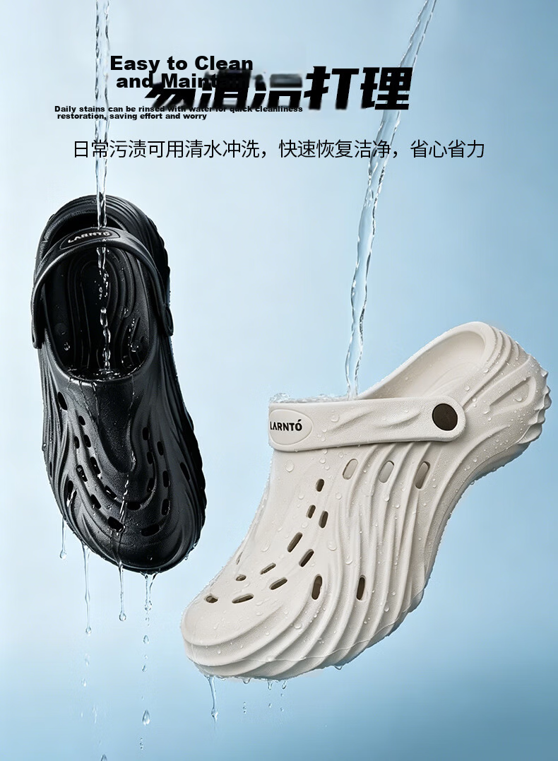 LAORENTOU Men's Summer Slip-Resistant Soft-Soled Clog Sandals LT352 Black Size 44-45 2