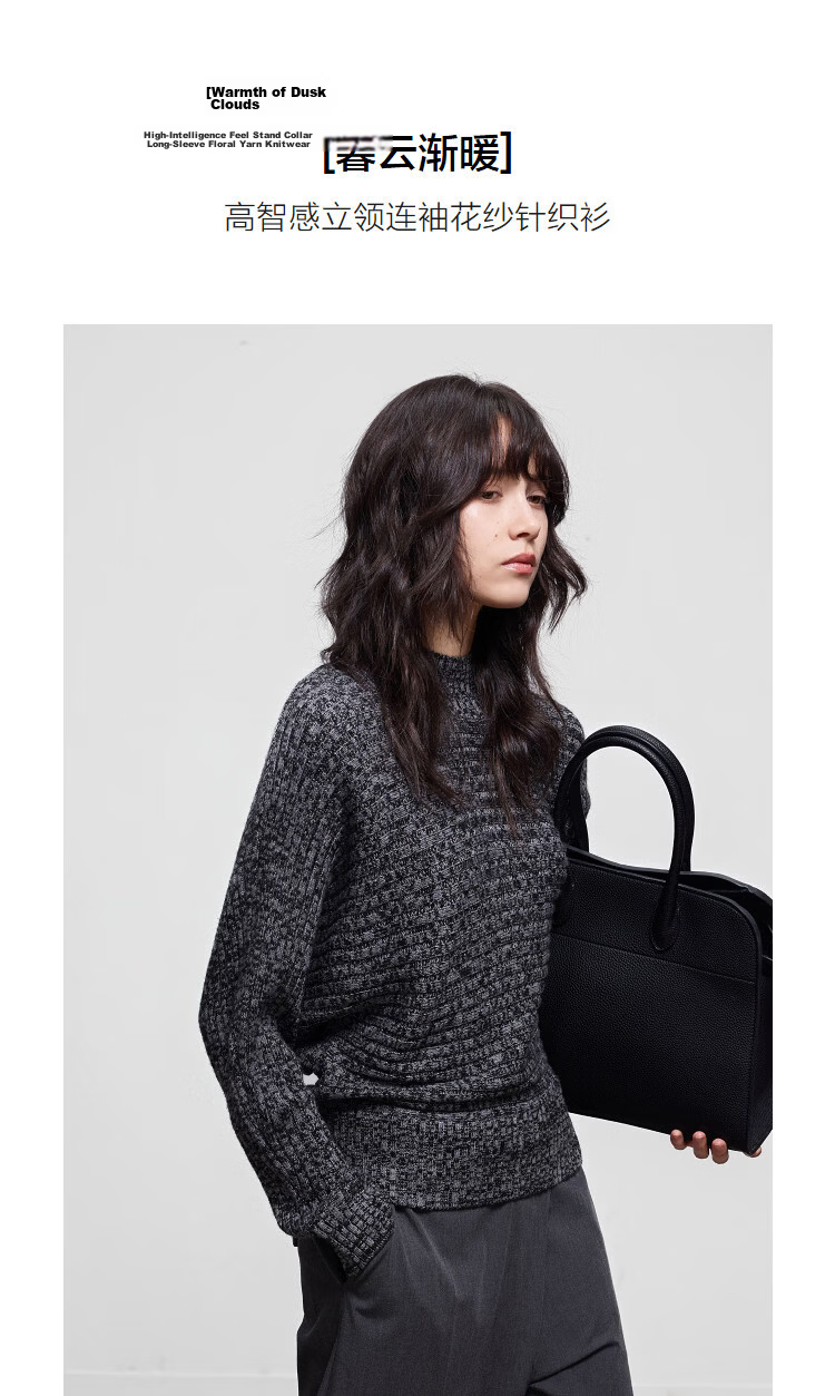Demana [Soft Merino Wool] Winter Elegant Stand Collar Sleeve Knit Sweater Yarn Temperament Petite Women's Top 5