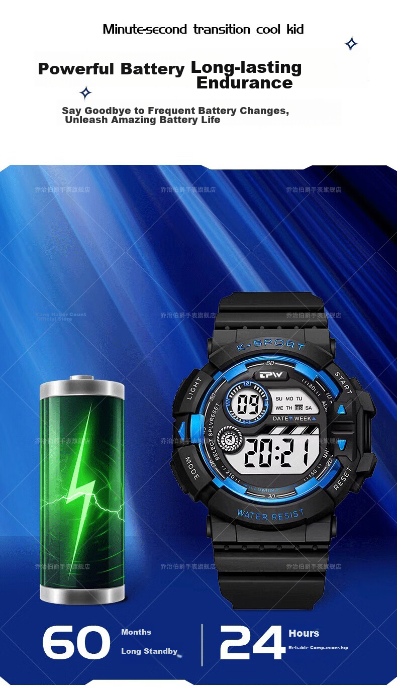 GEORGCOUNT Men's Watch Student 2025 New Multifunctional Waterproof Electronic Watch for High School and Middle School Boys Children's Alarm Clock 6