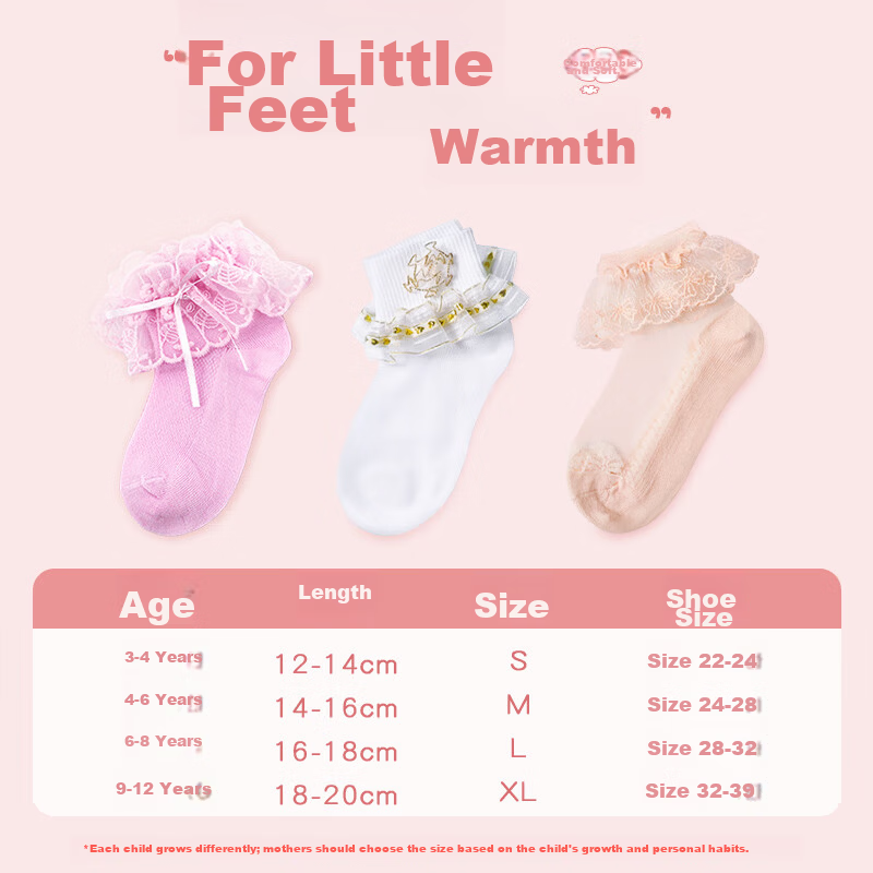 Aiwu Ge Children's Latin Dance Competition Socks Girls White Lace Trim Socks Modern Dance Socks Grading Short Socks Size S 3