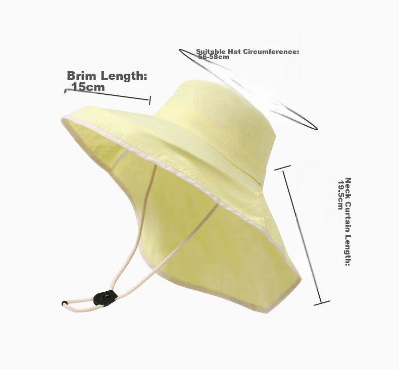 Shizhuzhu Children's Summer Sun Protection Hat UV Outdoor Wide Brim Sun Hat Light Yellow 9