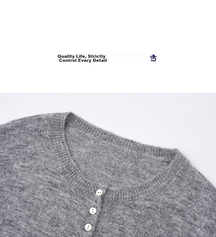 Demana Spring Sweet Crew Neck Shell Button Knit Sweater with Contrasting Lace Trim and Drawstring, Wool Blend 12