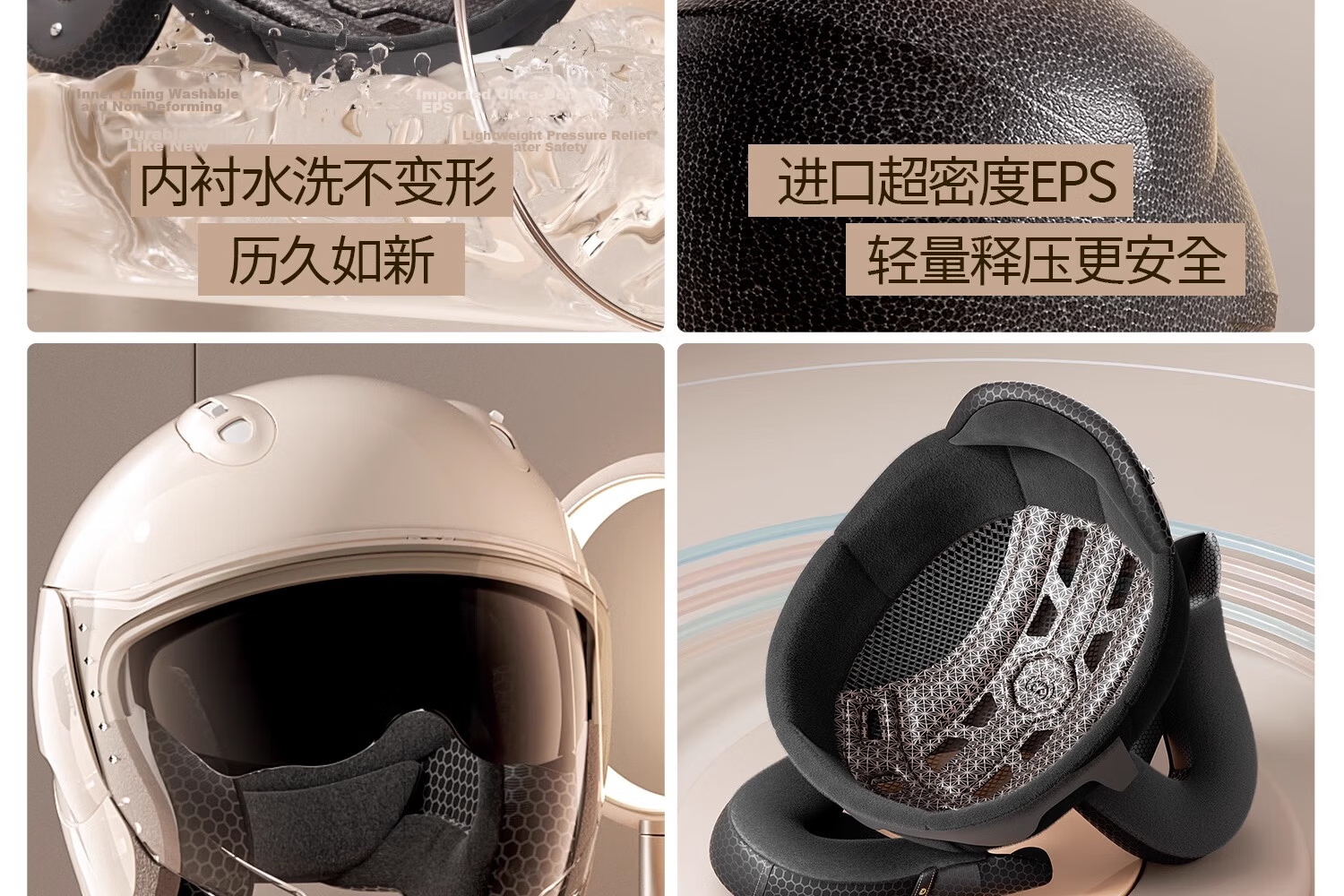 Two Little Bees New National Standard 3C Certified Electric Motorcycle Warm Helmet Class A Unisex Autumn Winter Four Seasons Universal Sun Protection Dual Visor 3/4 Helmet TK18 Removable Liner Safety  47
