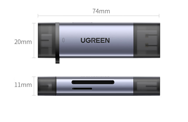 UGREEN USB/Type-C 3.0 High-Speed Card Reader SD/TF Dual Card Compatible with PC, Tablet, Phone, DJI Pocket 4/3 Drone, Apple 17/16, Sports Camera 19