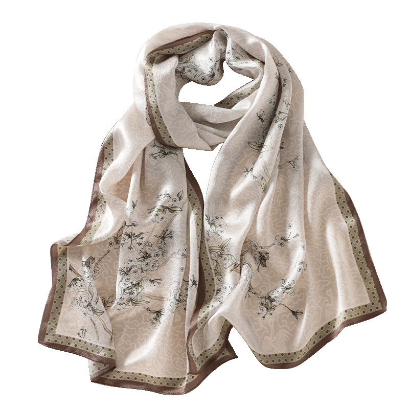 Shanghai Story Women's 100% Mulberry Silk Pearl Satin Long Scarf Shawl Gift Box for Girlfriend Valentine's Birthday Present