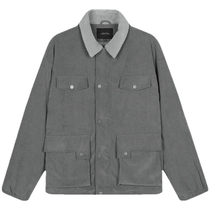 TonLion 2025 Winter Men's Corduroy Thick Jacket with Faux Shearling Collar