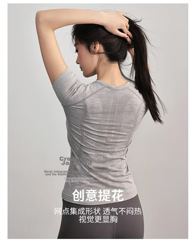 Langsha Summer Quick-Dry Sports Short Sleeve Running T-Shirt Women Slim Yoga Top Professional Pilates Training Fitness Wear 5