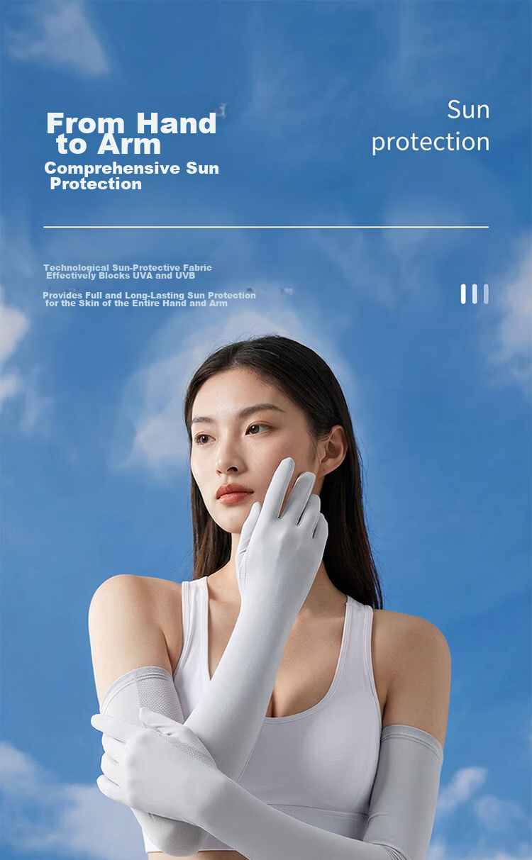 Ning'an Long Sun Protection Gloves UV Protection Sleeve Covers Breathable Ice Silk Arm Sleeves for Women Spring Summer Driving Cycling 1