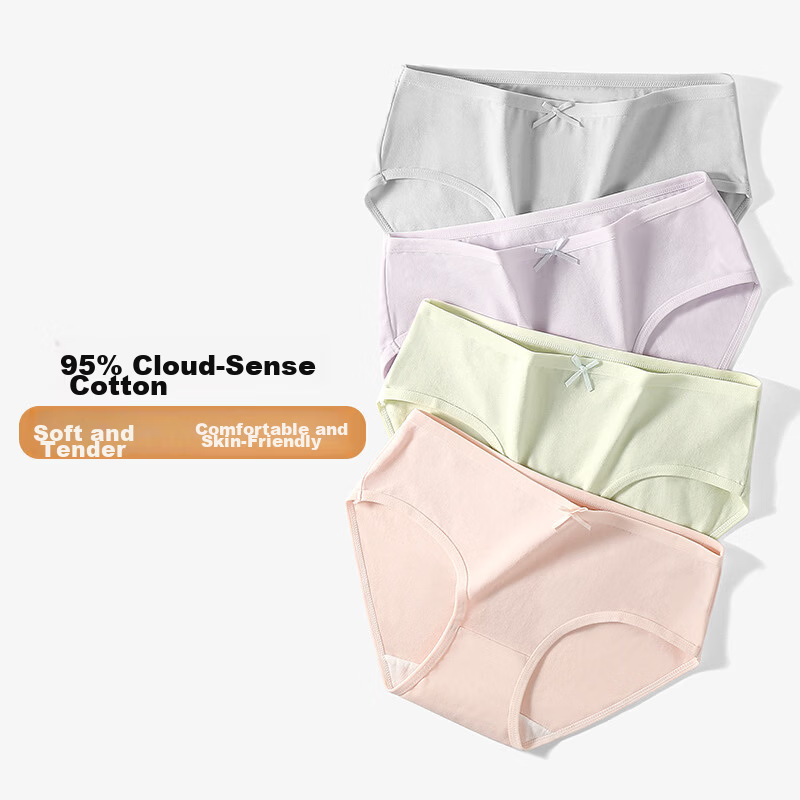 UNRSTND Cloud Cotton Women's High-Waist Tummy Control Butt Lift Antibacterial Full Coverage Briefs Girls Mid-High Waist Triangle Underwear