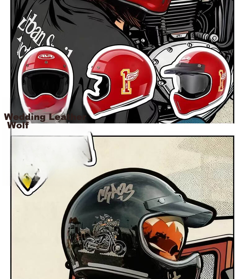 AVA Ranger Motorcycle Retro Full Face Cruiser Helmet Small Shell Off-Road Helmet Unisex Lake Silver + Riding Gift Pack M 28