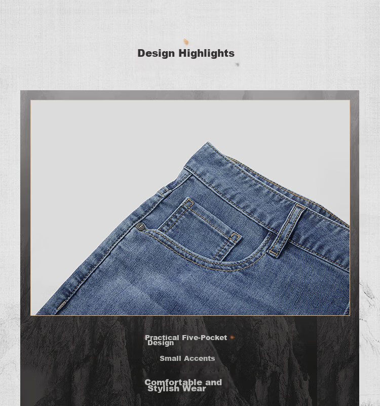 HLA Hailan Home Men's Denim Shorts 26 Mountain Series Five-Pocket Pants Summer 4