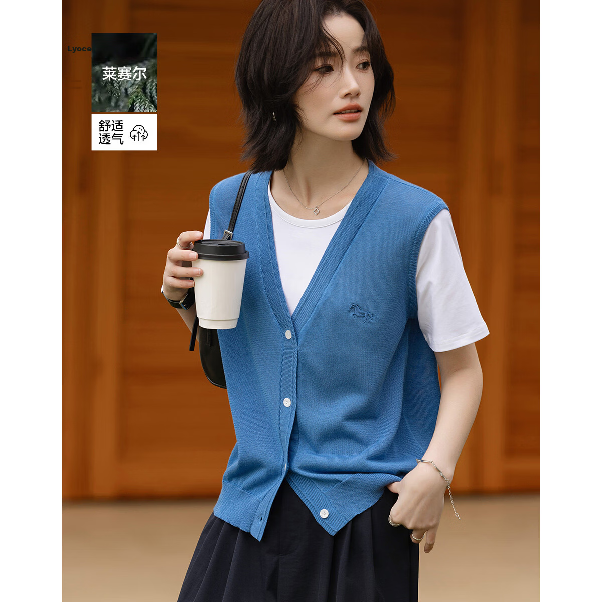 Demana [Light Oxygen Lyocell] Spring Cute Pony Embroidered Sweater Color-block Decorative Button Slimming Knitwear for Women