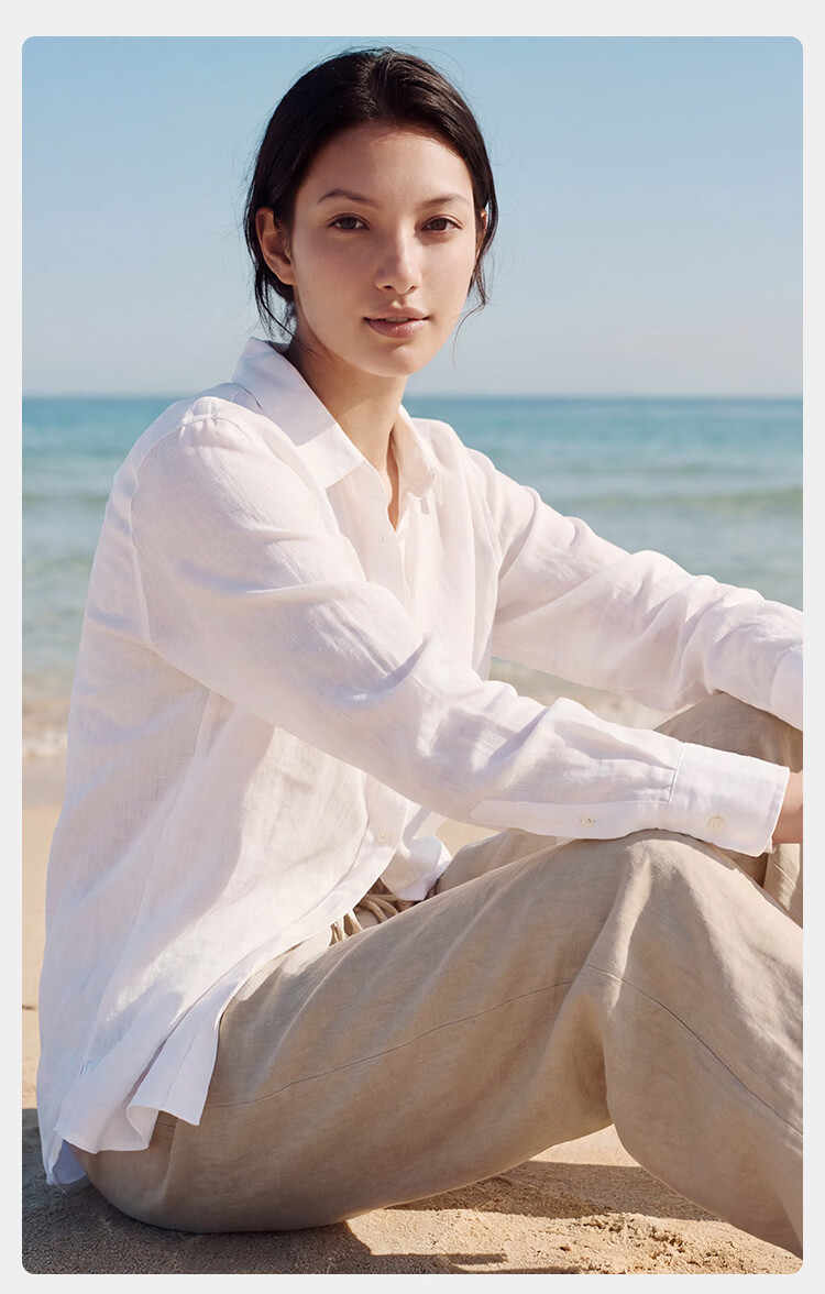 JD Jingzao Linen Shirt Luxury Vintage Style Women's Shirt 2026 New Spring Autumn High-End Long Sleeve Pink XS 17