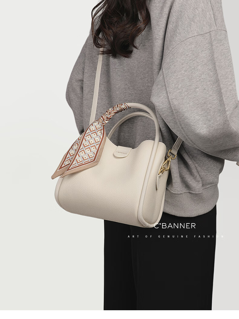 C.BANNER Women's Bag First Layer Cowhide Handbag Shoulder Bag Crossbody Light Luxury Birthday Gift High-End Feel for Girlfriend Wife 1