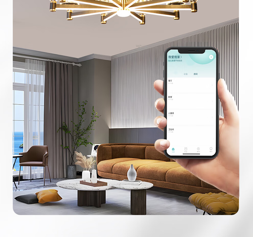 NVC American Light Luxury Living Room Chandelier 15-Arm Eye-Care Full Spectrum Smart WHXD180Z/F-03 16