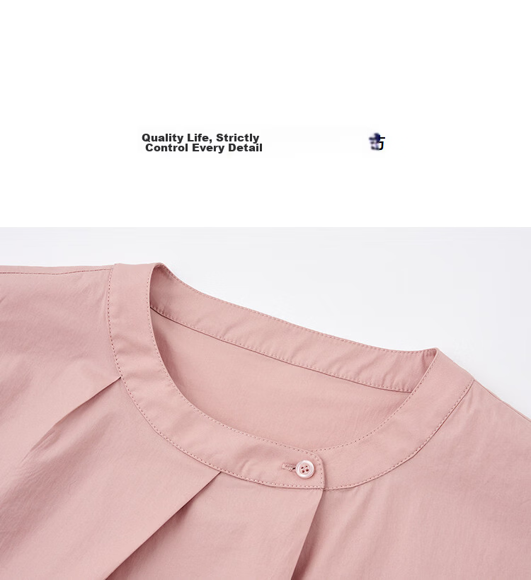 Demana [Cloud Share 100 Cotton] Summer Commuter Round Neck Waterdrop Asymmetric Button Loose Slimming Shirt for Women Premium Feel 18