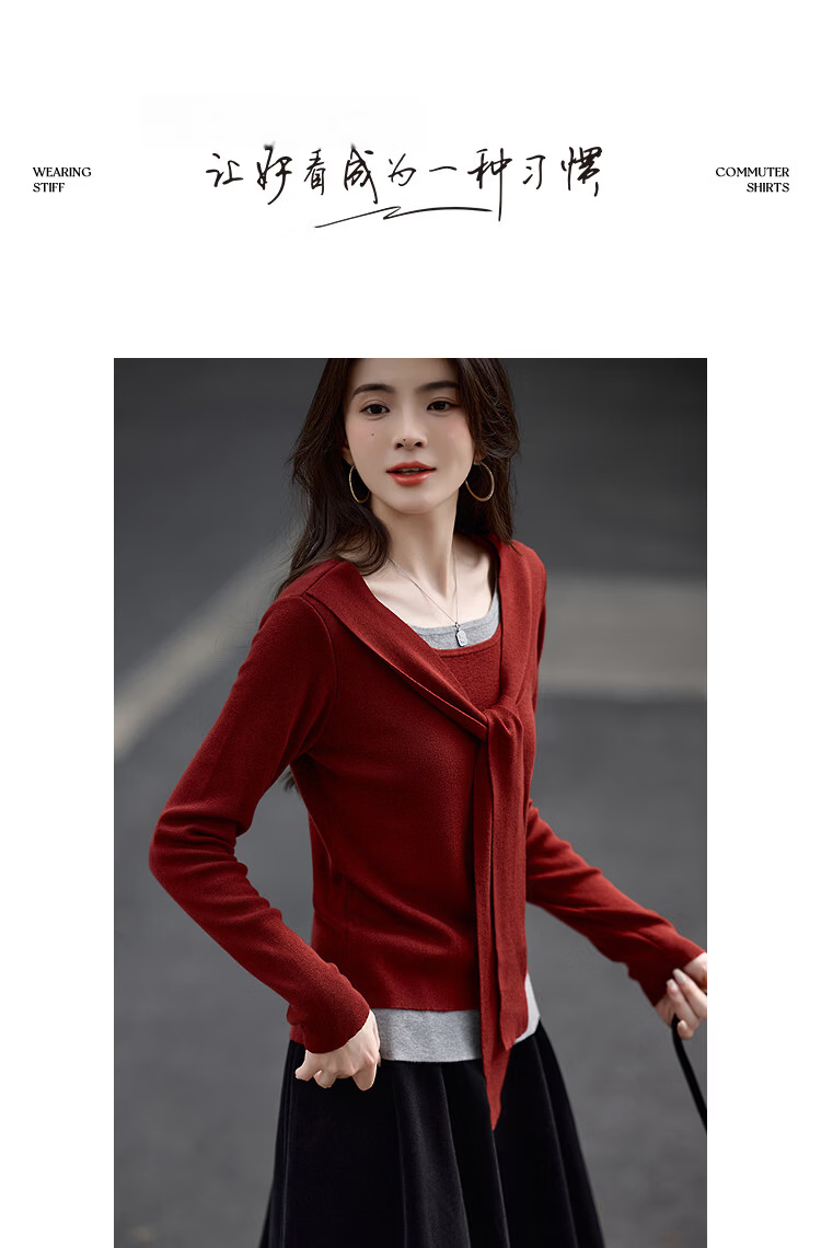 Demana [Lazy Friendly] Spring Sheep Wool and Mulberry Silk Blend Pullover Two-in-One Colorblock Shawl Women's Knit Sweater 11