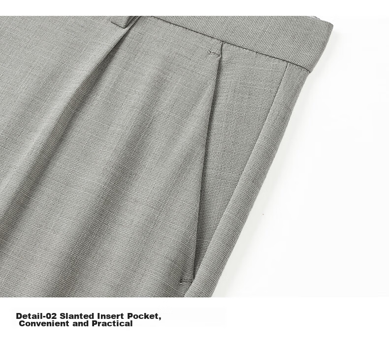 ROMON 10A Antibacterial Men's Dress Pants UPF50+ Sun Protection Wrinkle-Free Summer Cool and Easy-Care Professional Trousers XK919 26