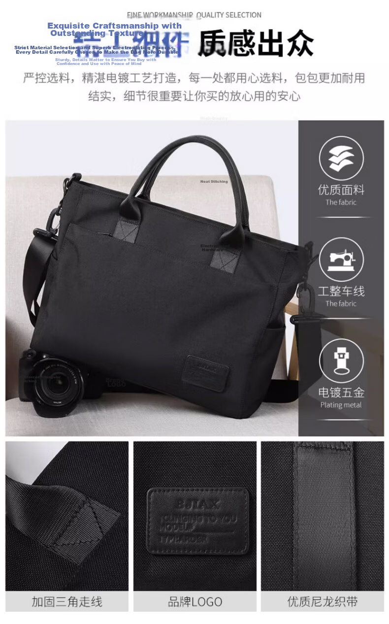BJIAX Business Briefcase Men Large Capacity Shoulder Bag Korean Style Meeting Fashion 14-inch Laptop Bag Gift 3