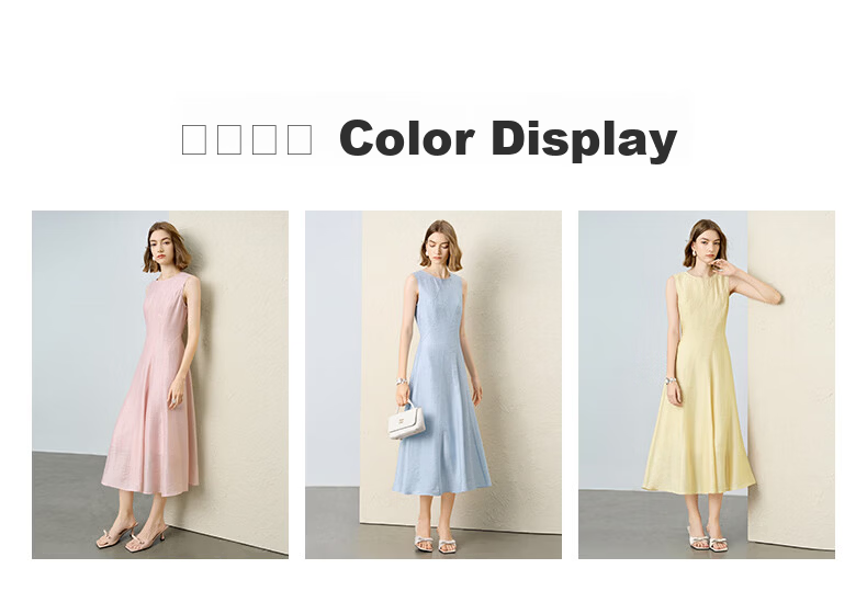 Yanyu Elegant Tencel Vest Dress for Women 2026 Summer Slim Waist Mature Long Dress Light Blue S 8