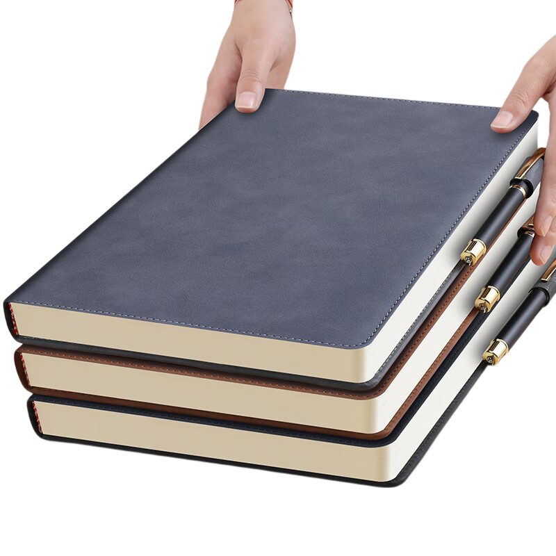 Faramon Notebook, A4 Size, Thickened, Business Sheepskin Cover, Vintage Style, Work Diary, Meeting Record Book, Office Stationery, Customizable, Gray Color