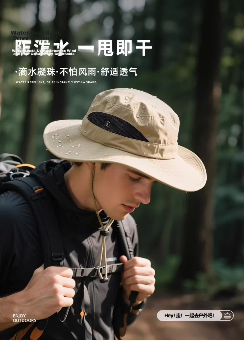 GOLOVEJOY Men's Breathable Fisherman Hat Wide Brim Outdoor Hiking Camping Sun Protection Army Green 10