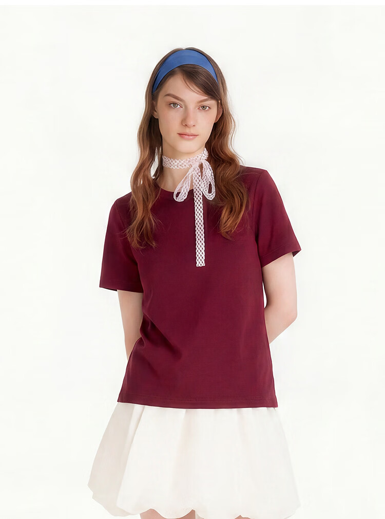 Semir Mall Style | Women's Summer Short Sleeve T-Shirt Solid Color Crew Neck Regular Shoulder Top 2026 Versatile Shirt 101926100001 45