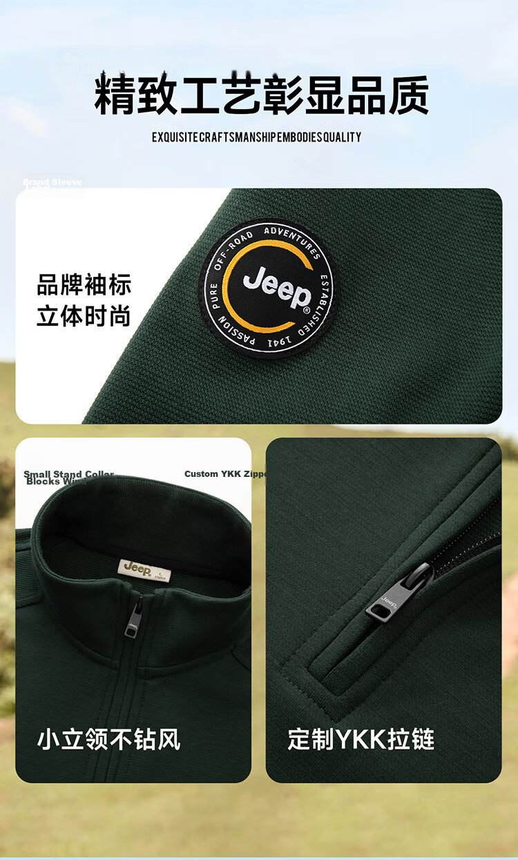 JEEP Men's Half-Zip Stand Collar Sweatshirt, Loose Fit Comfortable Long Sleeve T-Shirt, Phantom Black, 2XL 8