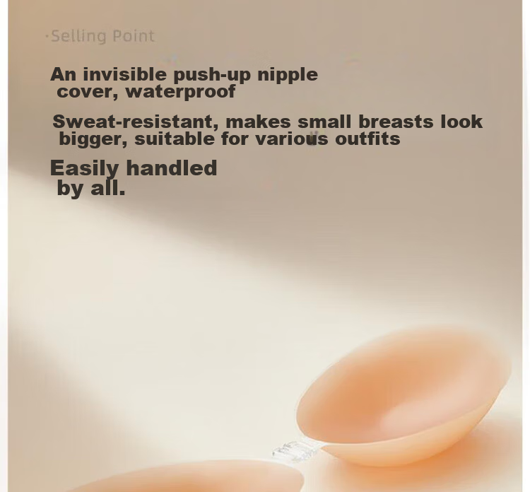 Yiershuang Strapless Adhesive Bra for Women, Invisible Seamless Push-Up Bra for Wedding Dress, Anti-Exposure, No Shoulder Strap, Gathered Cup 3