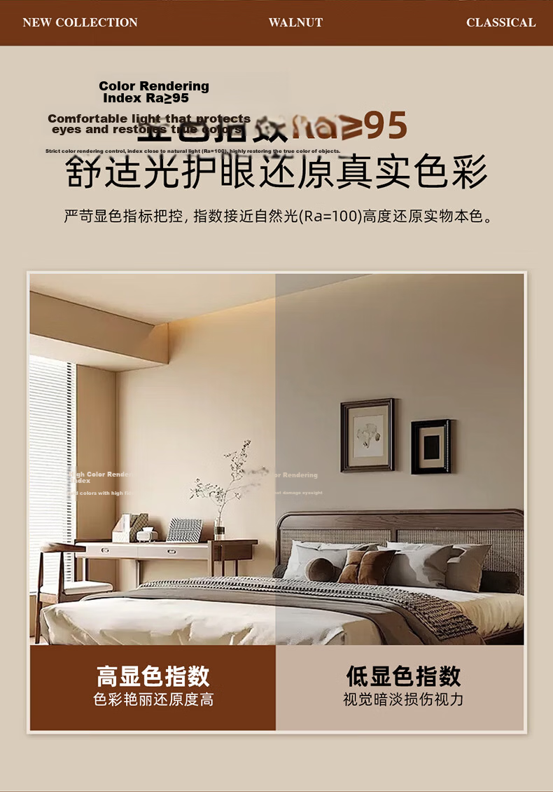 NVC LED New Chinese Style Solid Wood Vintage Ceiling Bedroom Eye Protection Light Ra95 Comfortable 48W Round Lamp 5