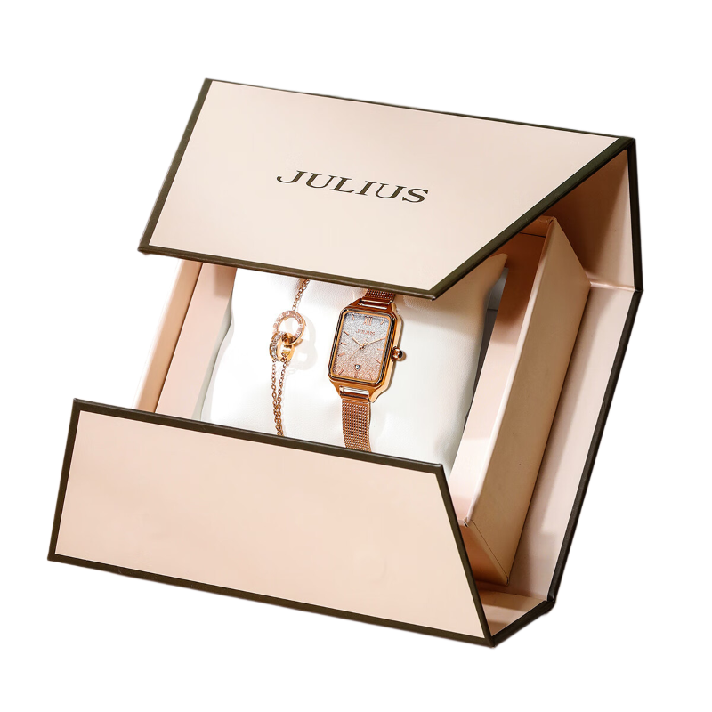 Julius Women's Watch Fashion Gift Box Gradient Starry Sky Calendar Stylish Student Exam Watch Gradient Pink MGBB-1503A