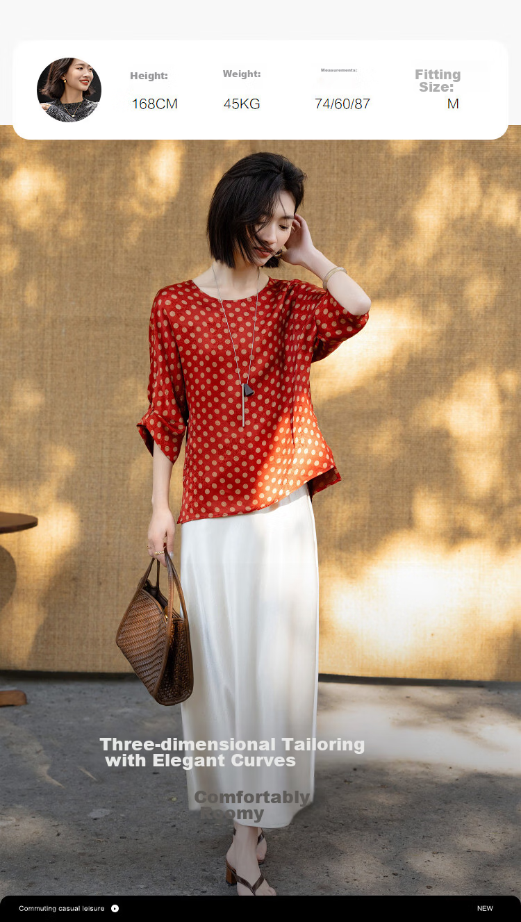 Demana [Silk Cloud Yarn] Summer National Style New Chinese Round Neck Turned-Edge Short Sleeve Loose Slim Shirt for Women High-End Feel 9