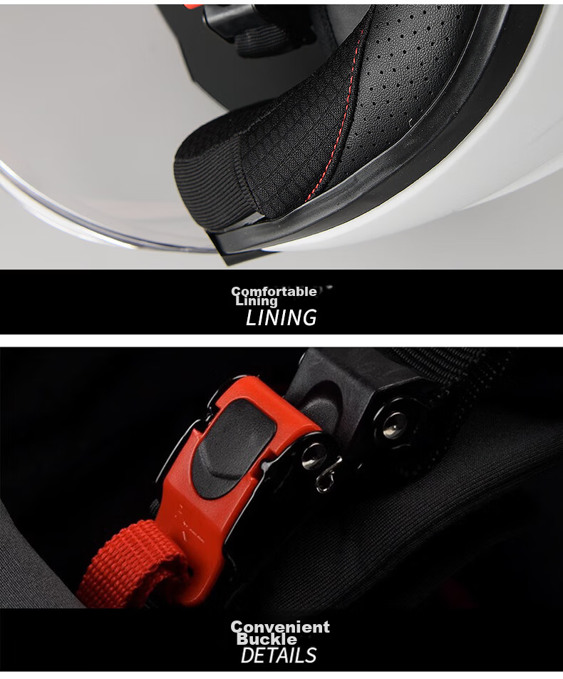 RSV Motorcycle Helmet 3C Certified Unisex Four-Season Half Helmet Dual Visor Windproof Electric Bike Bluetooth Earphones 3XL 15