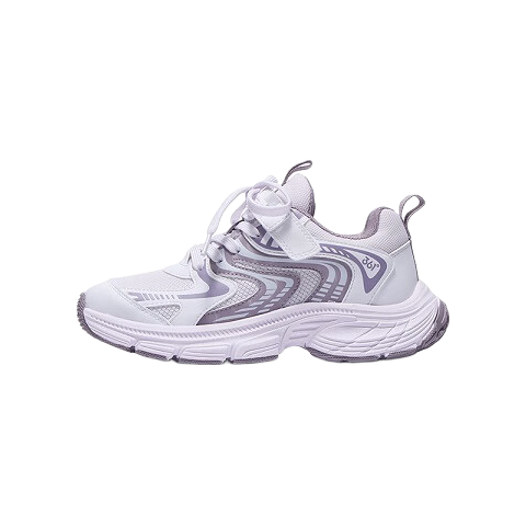 361° Kids Girls' Sports Shoes 2025 Autumn Millennium Style Cushioned High-Elastic Spliced Retro Casual Shoes Purple Size 37