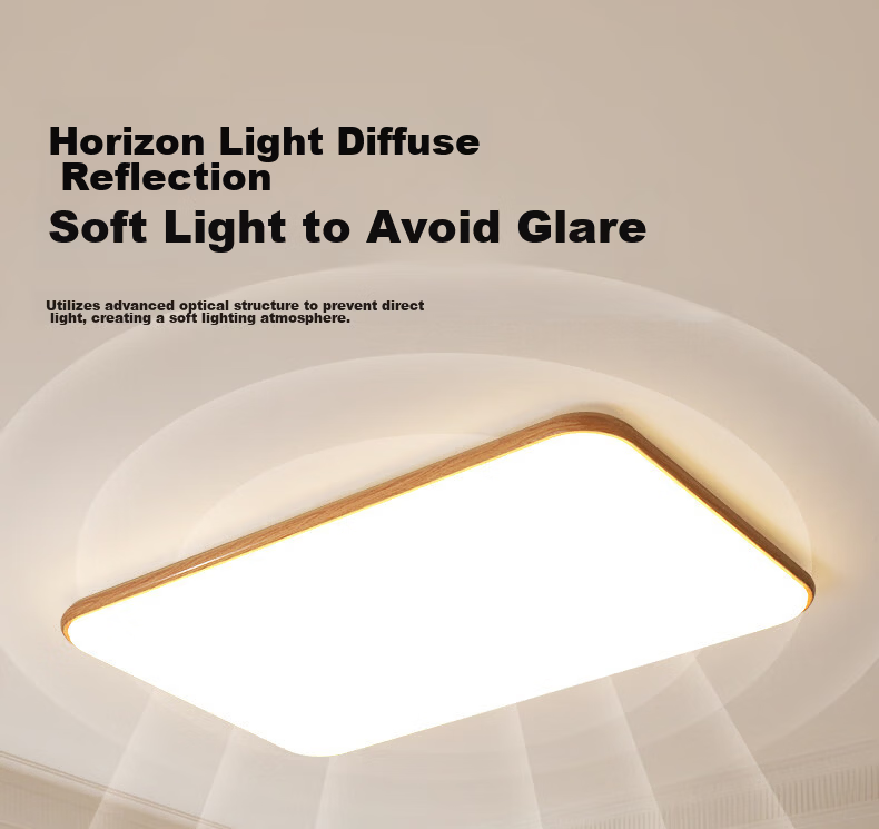 ASUS Lighting AI Voice-Controlled American Cree Eye-Care Bedroom Ceiling Light Japanese Style Wood Grain New Cream Eye-Care Round Lamp 18