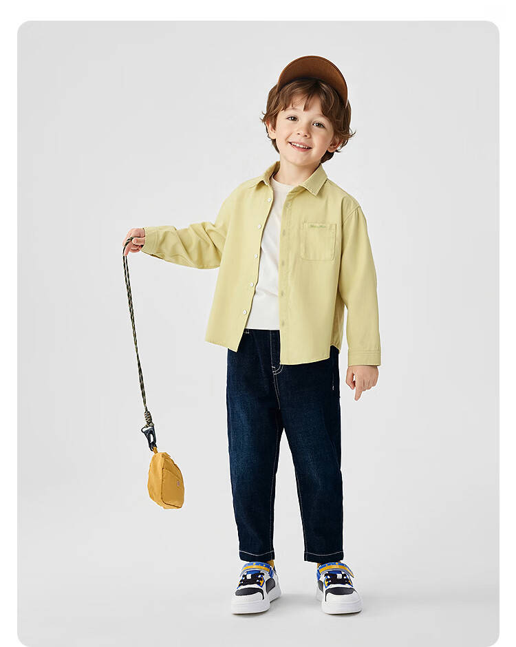Balabala Boys' Long Sleeve Shirt with Turn-Down Collar Baby 2026 New Spring Curved Hem Pure Cotton Skin-Friendly Versatile Top 43