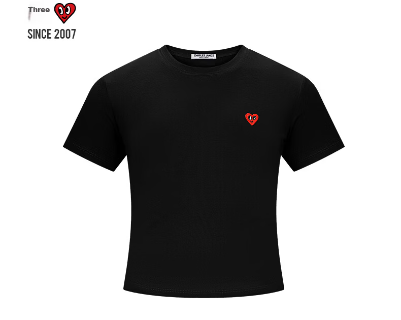 Charles Peach Heart [Wang Churan Same Style] Summer New Short Sleeve T-Shirt Women's Slim Fit Waist White XXF 5