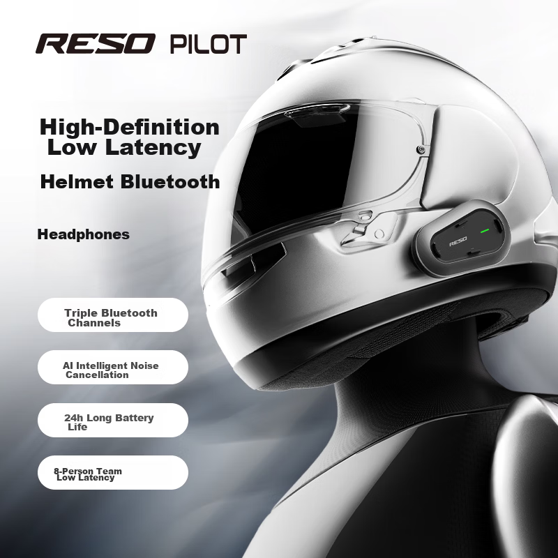 RESO RESOLITE Motorcycle Helmet Bluetooth Headset Noise-Cancelling Smart Voice Assistant