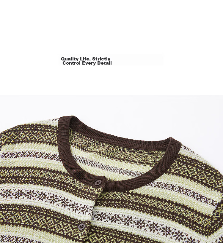 Demana【With Mulberry Silk/Wool】Autumn Vintage Colorblock Jacquard Slim Fit Knit Cardigan for Women Premium 15