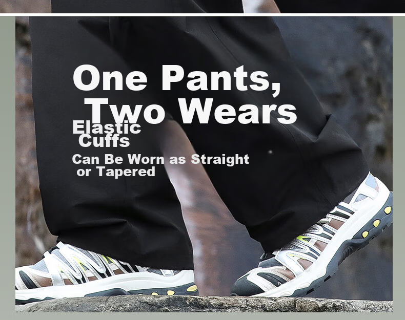 SWAMP AREA Outdoor Water-Repellent Quick-Dry Hiking Pants Men Spring Summer Lightweight Loose Straight Casual Sports Pants KS360 Black M 8