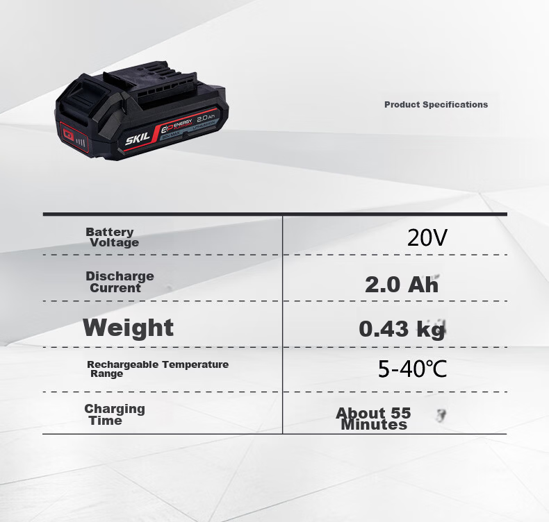 SKIL 20V Lithium-Ion Cordless Power Tool 2Ah Battery Pack Long-Lasting Convenient Charging 5197 8