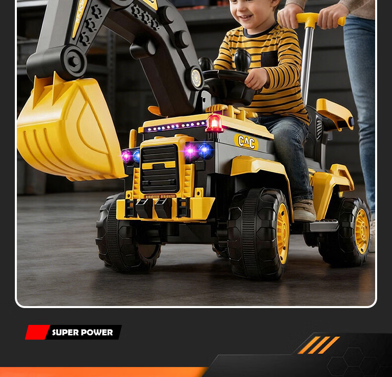 Kids Excavator Toy Car for Boys and Girls, Ride-On Remote Control Electric Digging Construction Vehicle 11