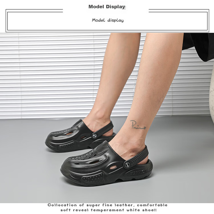 Warrior Men's Summer Hollow-out Sandals Outdoor Beach Shoes Versatile Sandals SDJ-0763 Black Size 43 3