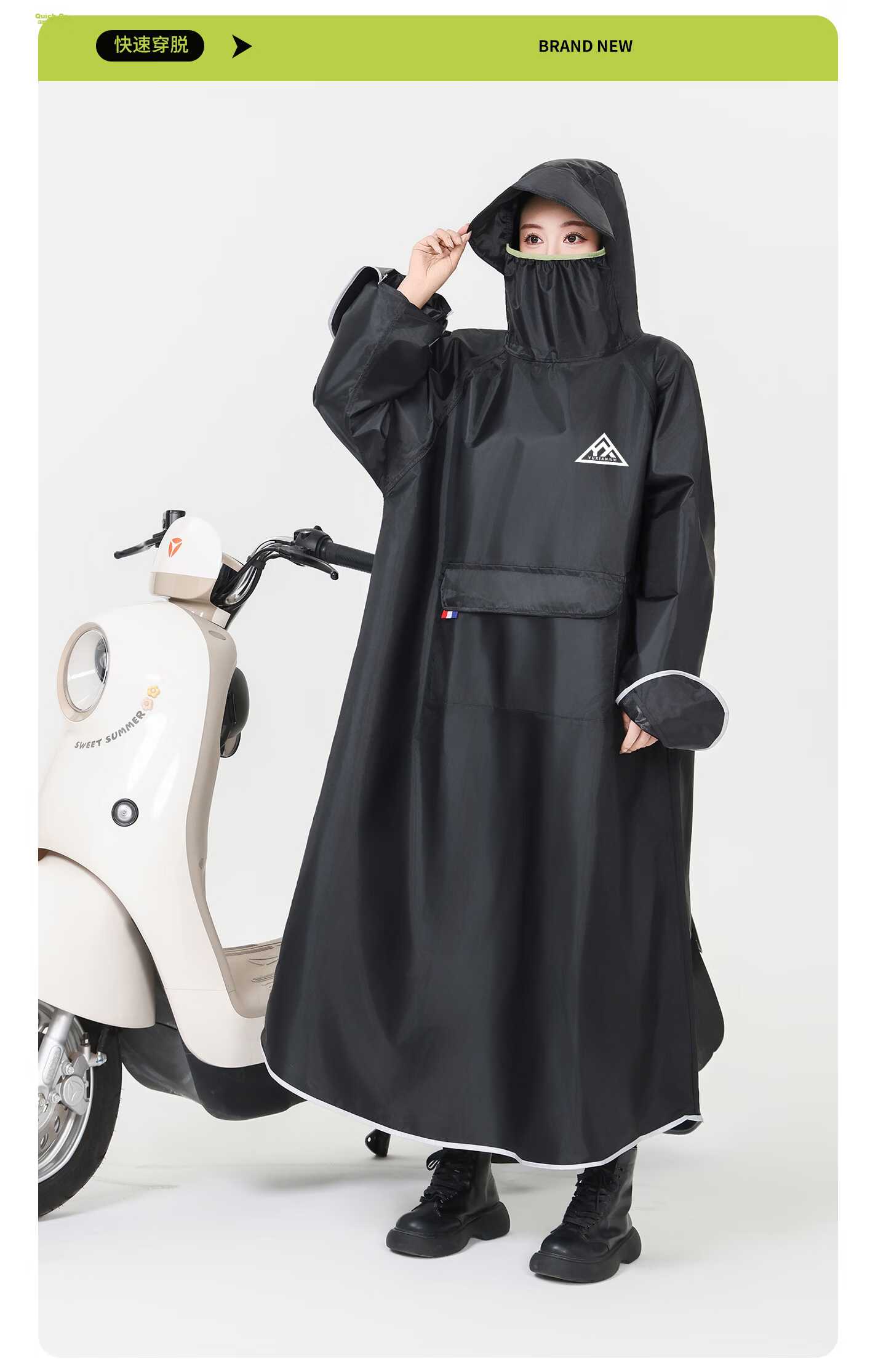 Spapani Long Full-Body Raincoat for Electric Vehicles, Adult Unisex Anti-Raincoat for Motorbike and Scooter Riders 18
