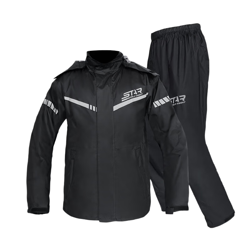 Starry Knight Electric Motorcycle Raincoat and Rain Pants Split Set Single Person Mountaineering Outdoor Full Body Heavy Rainproof Black 6XL