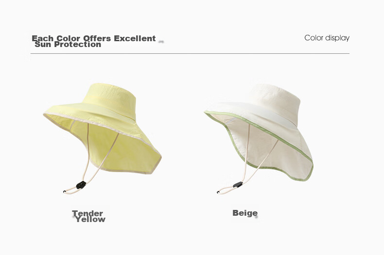 Shizhuzhu Children's Summer Sun Protection Hat UV Outdoor Wide Brim Sun Hat Light Yellow 8