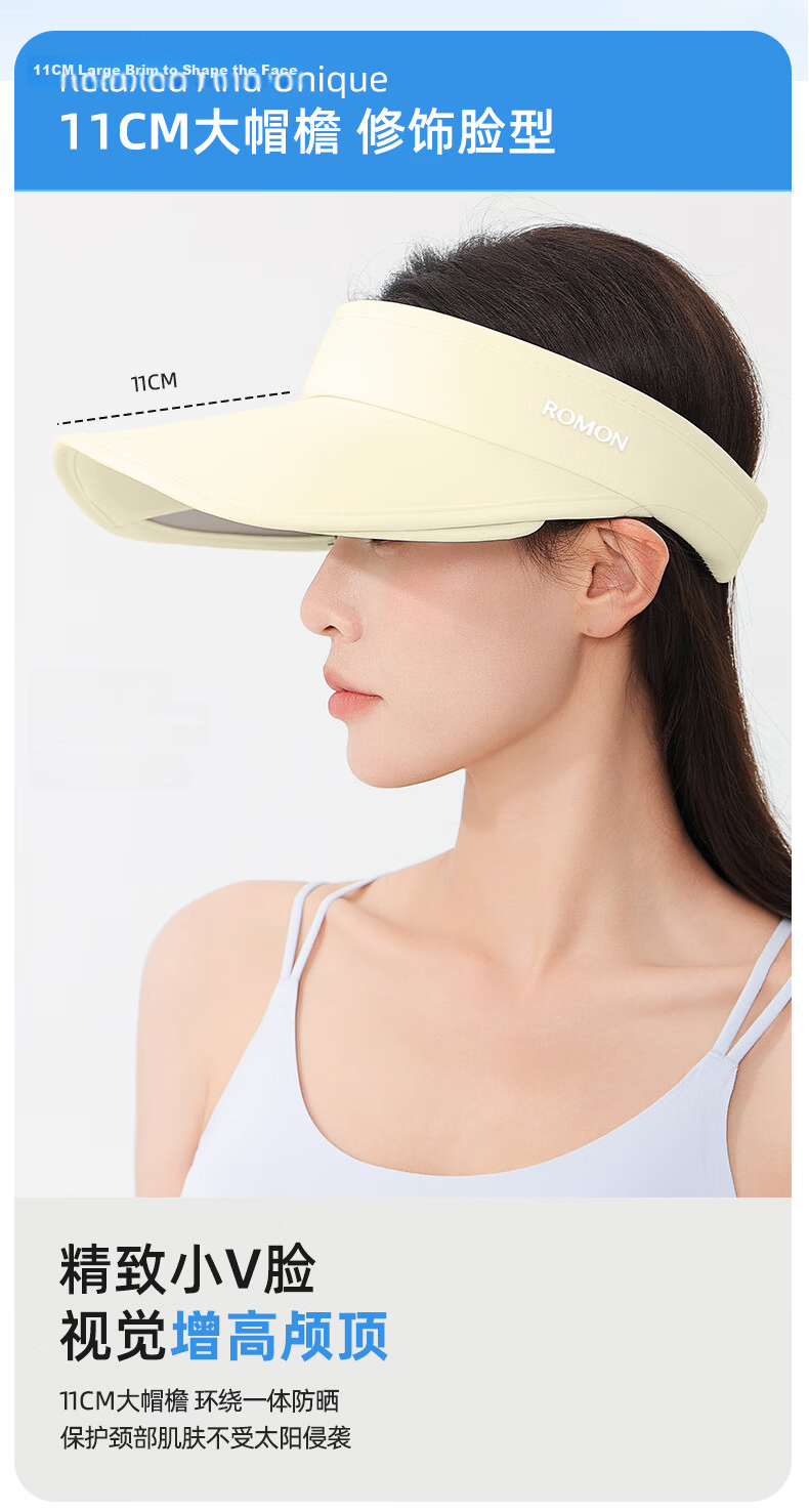 Romon Women's Sunscreen Hat UV Protection Retractable Wide Brim Sunshade Open Top Sun Hat 6
