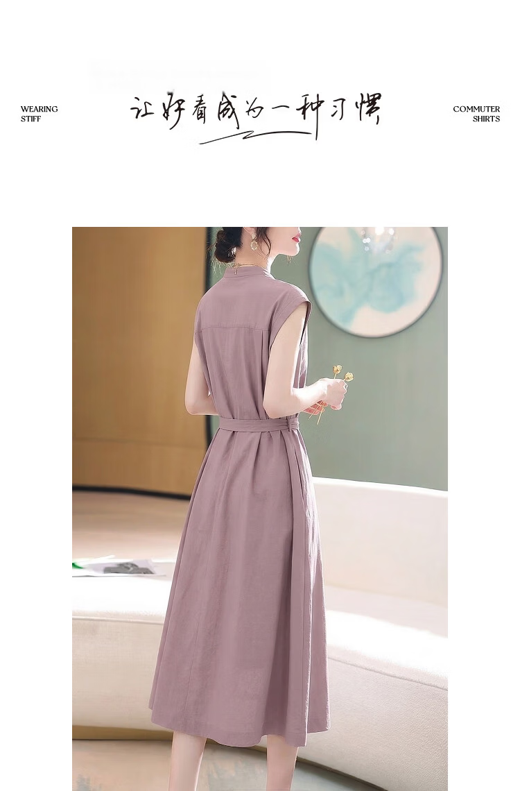 Demana UPF50+ Summer Sun Protection Quick-Dry Sorona Stand Collar Flowy Loose Slimming Women's Dress 13